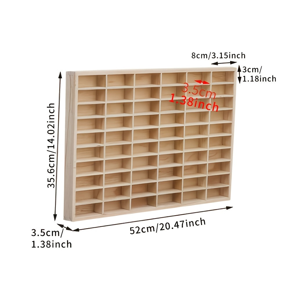 Diecast Car Display Case 1:64 - Solid Wood 60-Grid Collectible Storage Box & Display Cabinet with Hooks, Lidless Design for Home, Office & Shop