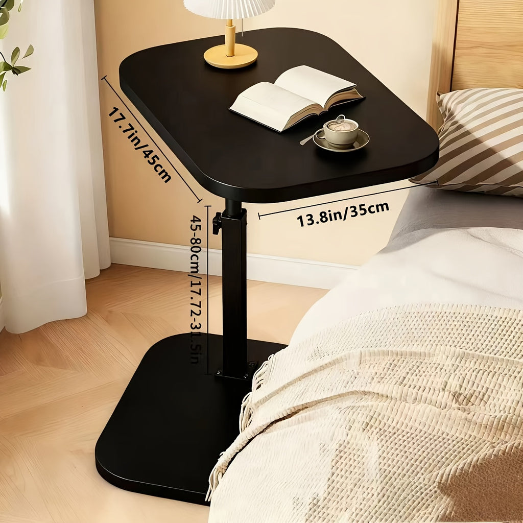C-Shaped Side Table with Adjustable Height and 360° Rotatable Top – Laptop Sofa Table Coffee Table for Living Room Bedroom in Black White or Brown