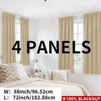 Blackout Curtains Rod Pocket 4-Panel Solid Color Lightweight Matte Drapes | 100% Light Blocking Window Curtains for Bedroom Living Room, 9 Colors 5 Sizes