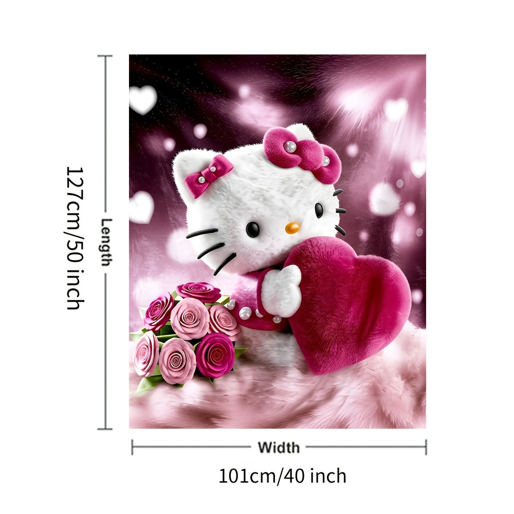 Pink Romantic Cartoon Anime Flannel Throw Blanket – Ultra-Soft Fully Printed Plush Blanket for Sofa, Bed & Travel | Valentine’s Day, Christmas & Holiday Gift | 40×50 / 50×60 / 60×80in