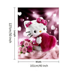 Pink Romantic Cartoon Anime Flannel Throw Blanket – Ultra-Soft Fully Printed Plush Blanket for Sofa, Bed & Travel | Valentine’s Day, Christmas & Holiday Gift | 40×50 / 50×60 / 60×80in