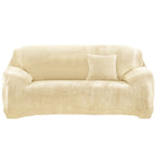 Velvet Stretch Sofa Cover Slipcover – Thick High-Elasticity Plush Couch Cover for L-Shape 1 2 3 4 Seater, Polyester Spandex Furniture Protector with Pillowcase for Living Room