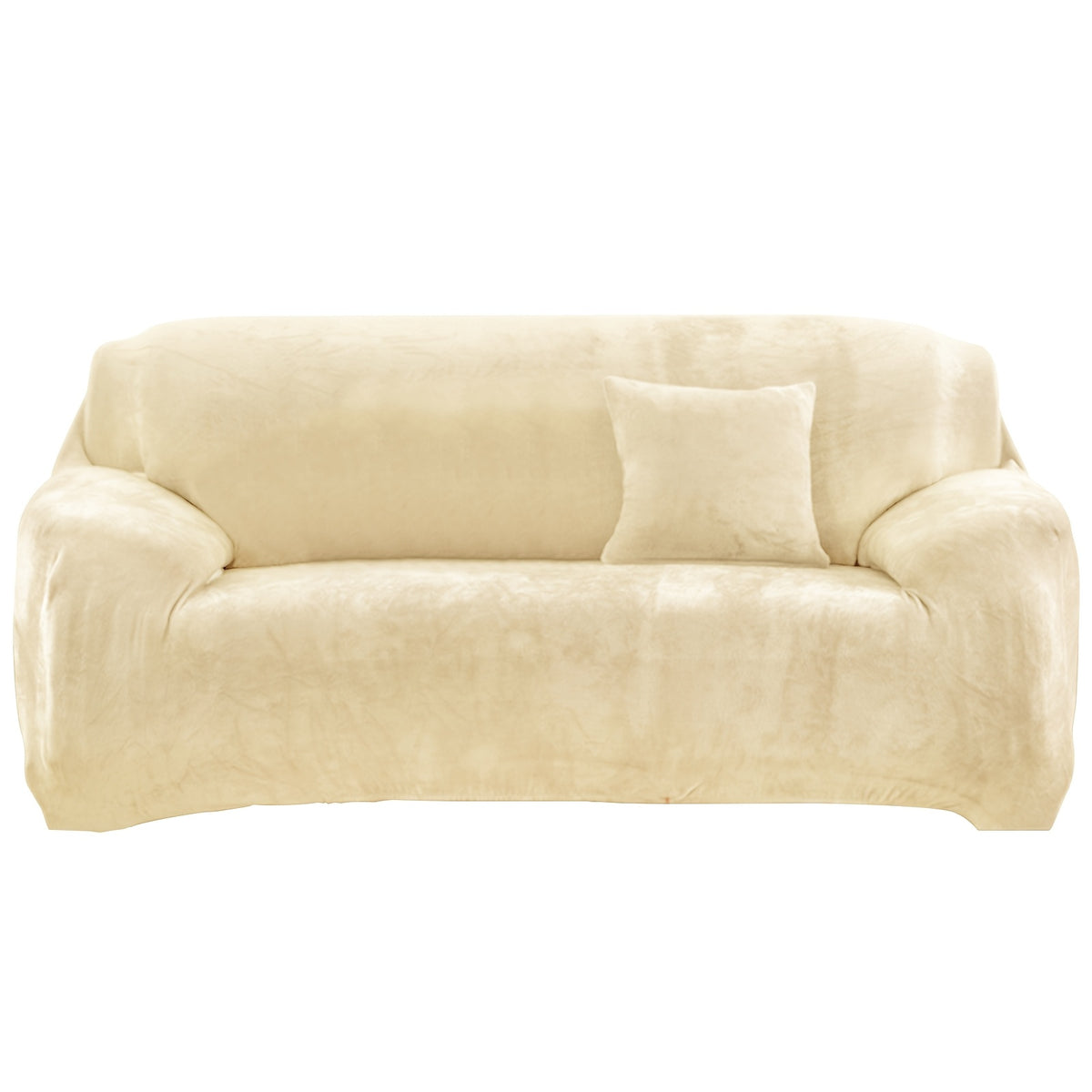Velvet Stretch Sofa Cover Slipcover – Thick High-Elasticity Plush Couch Cover for L-Shape 1 2 3 4 Seater, Polyester Spandex Furniture Protector with Pillowcase for Living Room