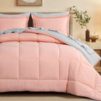 Bed in a Bag Queen 7 Piece Fluffy Comforter Set – Ultra-Soft Microfiber Bedding with Comforter, Fitted Sheet, Flat Sheet & 4 Pillowcases, Hypoallergenic Breathable All Season Bedding Gift for Her