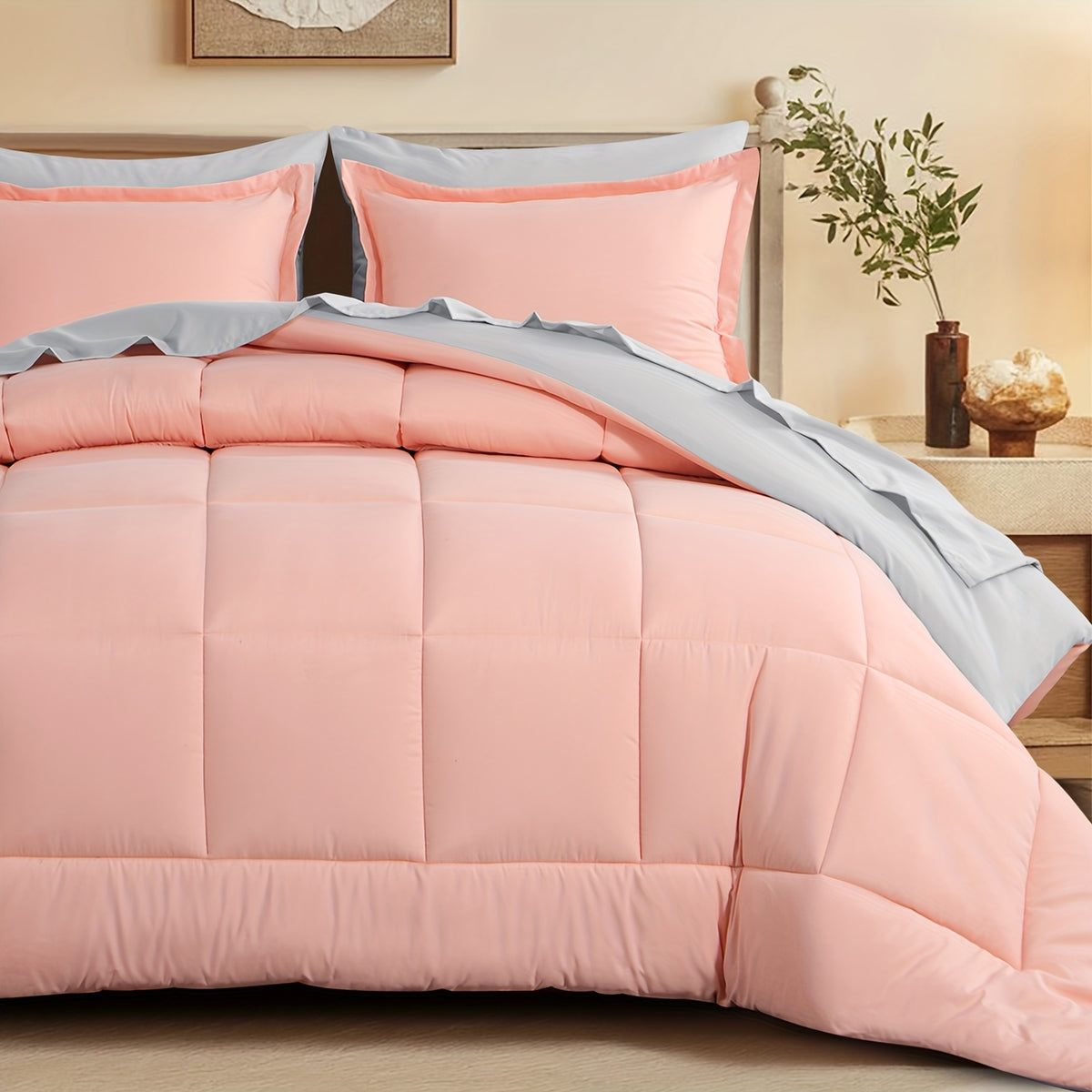 Bed in a Bag Queen 7 Piece Fluffy Comforter Set – Ultra-Soft Microfiber Bedding with Comforter, Fitted Sheet, Flat Sheet & 4 Pillowcases, Hypoallergenic Breathable All Season Bedding Gift for Her