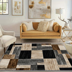 Luxury Velvet Area Rug Geometric Purple – Slip-Resistant Machine Washable 100% Polyester Carpet for Living Room Bedroom High-Traffic Areas, 5 Sizes