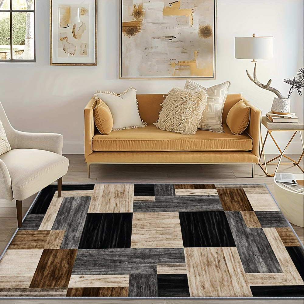 Luxury Velvet Area Rug Geometric Purple – Slip-Resistant Machine Washable 100% Polyester Carpet for Living Room Bedroom High-Traffic Areas, 5 Sizes