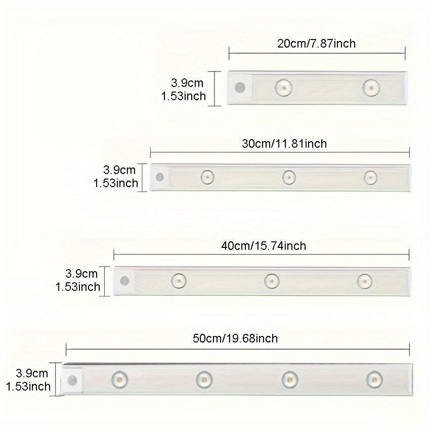 LED Motion Sensor Light Strip USB Rechargeable – Under Cabinet Wardrobe Night Light, 3 Color Modes, Self-Adhesive Magnetic Mount for Kitchen, Bedroom & Shoe Cabinet | 20/30/40cm