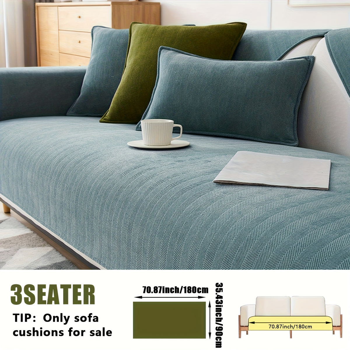 Chenille Ribbed Sofa Cover – Pet-Friendly Non-Slip Stretch Slipcover, Machine Washable Sofa Protector for 2, 3 & 4-Seater and Sectional Sofas, Modern Living Room Couch Cover