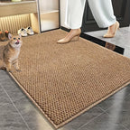 Imitation Sisal Bathroom Mat Non-Slip Water Absorbent – Cat Scratch Resistant Entryway Doormat, Mud & Sand Removal, Easy to Clean, Dark Gray & Brown, 2 Sizes