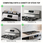 Stove Top Shelf Expandable Spice Rack – Adjustable Back of Stove & Over Sink Shelf for Kitchen Storage Organization, Black
