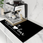 Coffee Bar Mat and Dish Drying Mat - Non-Slip Diatomite Absorbent Kitchen Counter Mat with Coffee Theme Design - Multi-Size Coffee Machine Mat and Kitchen Countertop Accessory