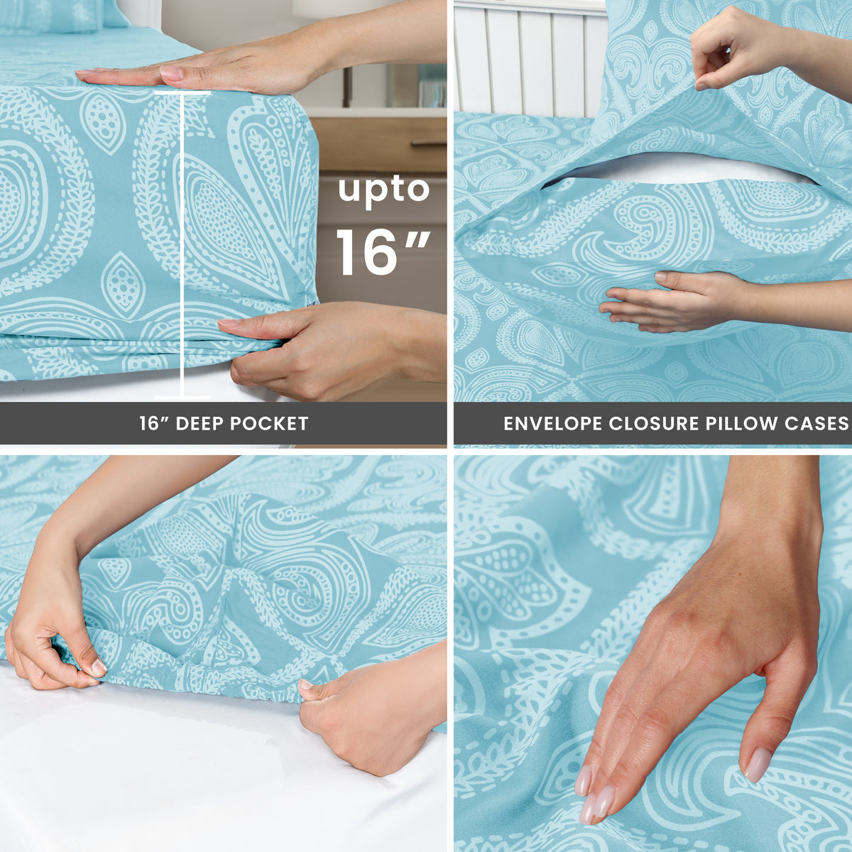 Paisley Bed Sheet Sets Queen King Twin Full Cal King – Soft Brushed Microfiber Deep Pocket Fitted Sheet & Pillowcases, Wrinkle Free