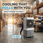 2200 CFM Portable Evaporative Air Cooler – Top-Fill Swamp Cooler with 8.7 Gal Tank, 120° Swing, 3 Speeds, 1/2/4H Timer, 35dB Quiet & 4 Ice Packs | Bedroom, Office, Patio, Kitchen