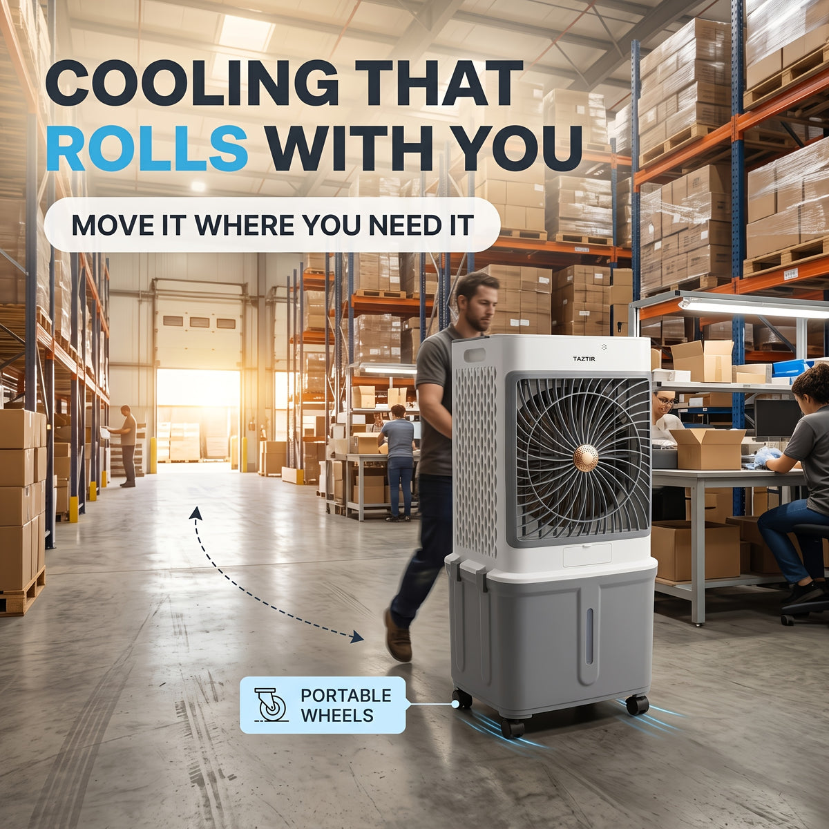 2200 CFM Portable Evaporative Air Cooler – Top-Fill Swamp Cooler with 8.7 Gal Tank, 120° Swing, 3 Speeds, 1/2/4H Timer, 35dB Quiet & 4 Ice Packs | Bedroom, Office, Patio, Kitchen