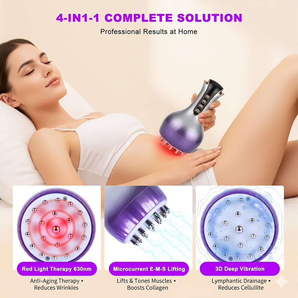Lymphatic Drainage Massager 4-in-1 Cellulite Massager & Fascia Blaster, 35-Speed Body Sculpting Tool for Face Legs Arms Belly Neck, 90-Min Battery Wireless Portable Pain Relief
