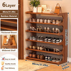 Bamboo Shoe Rack 3, 5 or 6-Tier Wide Wood Grain Finish – Freestanding Shoe Storage Shelf Holds 6 to 24 Pairs, Easy Assembly for Entryway, Hallway, Bedroom, Living Room & Garage
