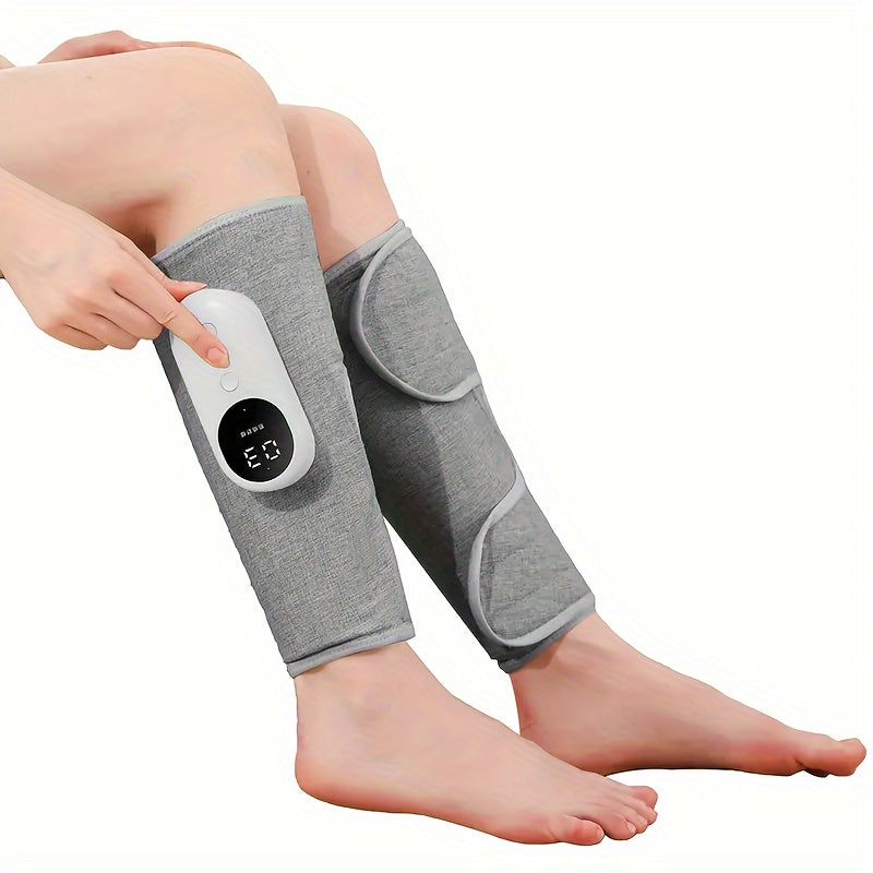 Cordless Air Compression Leg Massager Circular Calf Press 3 Intensities for Feet Legs Thighs Knees Easy to Use Gray Gift for Mom Dad