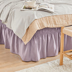 Elastic Wrap Around Bed Skirt No-Lift, 15 Inch Drop Microfiber Dust Ruffle, 30 Fade-Resistant Colors, Machine Washable, Twin Full Queen King Size