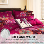 Bohemian Print Quilt Set 2/3pcs - Soft Microfiber Lightweight All-Season Bedding for Double Bed Large and Extra Large Perfect Gift for Valentine's Day Wedding and Girls