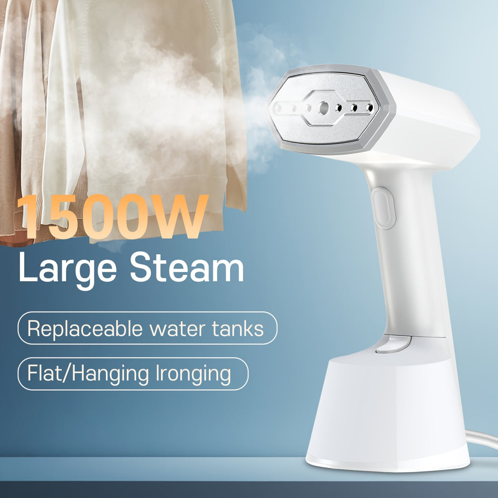 Handheld Travel Garment Steamer 15-Second Heat-Up – 9.47oz Large Tank, Portable Clothing Steamer for Home, Office & Travel | White