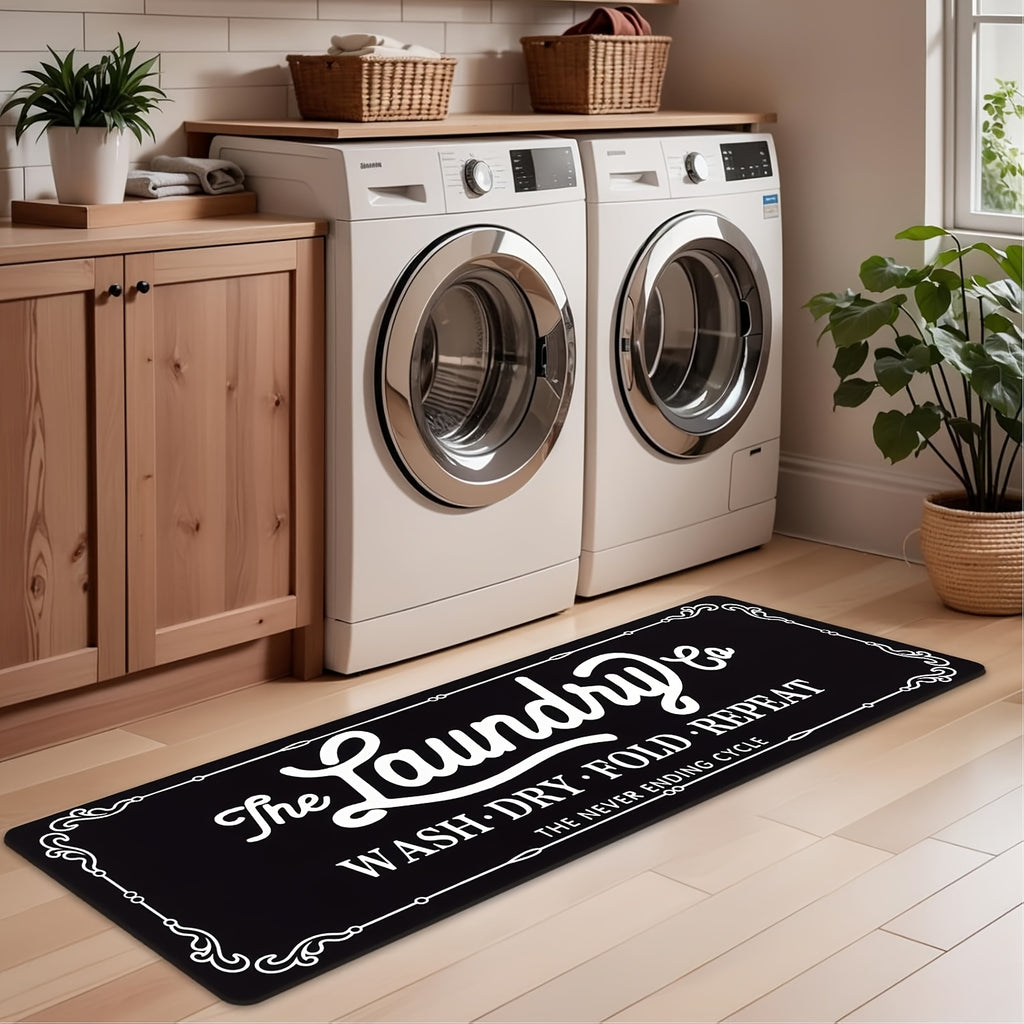 Non-Slip Washable Laundry Room Rug Runner – Rubber Backed Kitchen Mat for Farmhouse, Mudroom, Washroom & Bathroom Decor – Durable Floor Mat Runner