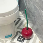 Novelty Cherry Toilet Brush with Holder Set – Creative Fun Bathroom Decor | Cute Toilet Brush & Holder | Red