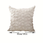 Eucalyptus Leaf Faux Plush Jacquard Pillow Covers Set of 2, 18x18 Inch Boho Cottage Quilted Cushion Cover with Zipper, Machine Washable, White & Khaki, Bedroom Sofa Home Decor