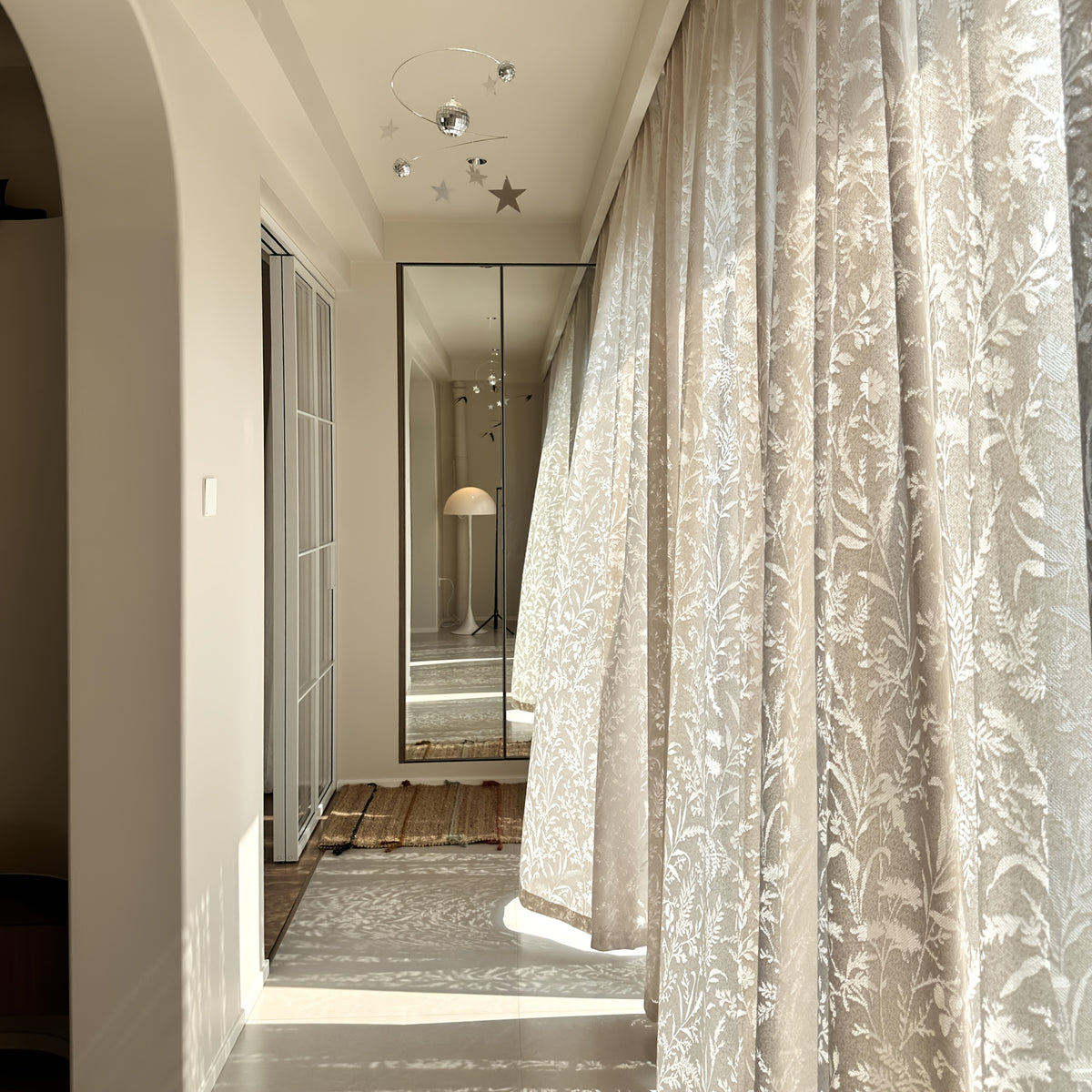 French Tulle Sheer Curtains 2 Panels Cream Hollow Princess Style – Romantic Translucent Rod Pocket Drapes for Living Room Bedroom Balcony Wedding, 5 Sizes