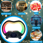 RGB Night Light 6 in 1 Wireless Speaker Alarm Clock Wireless Charging Phone Watch Temperature Display Bedroom Teen Gift Halloween Christmas Decor Black White