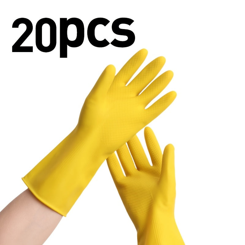 Heavy-Duty Latex Dishwashing Gloves Multi-Pack, Reusable Bright Yellow Rubber Cleaning Gloves S M L for Home Kitchen Restaurant & Commercial Use, 12 or 20 Pairs
