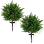 Artificial Lavender Topiary Ball Trees 2 Pack with Ground Spike – UV Resistant Faux Cedar Evergreen Shrubs for Outdoor Front Porch, Garden, Backyard & Indoor Home Decor