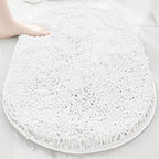 Chenille Oval Non-Slip Bathroom Mat Super Absorbent Soft Plush Floor Mat – Machine Washable, Anti-Slip Backing, 5 Colors 6 Sizes for Bathroom Kitchen Pet Use