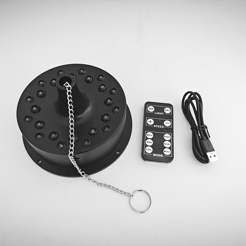 Disco Ball Motor with Remote Control RGBW LED Spinner 5-10 RPM Sound Activated Mirror Ball Rotator for Party Home DJ Club Stage Decor