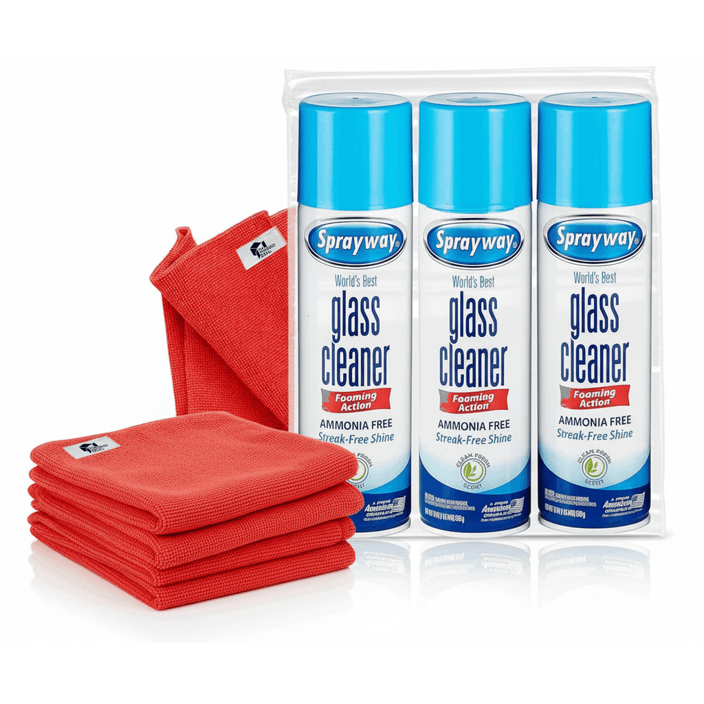 Glass Cleaner Spray Foam 3-Pack 19oz – Streak-Free, Ammonia-Free Window & Mirror Cleaner with Microfiber Cloths | Home & Office