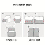 Elastic Jacquard Recliner Chair Cover Single Seat – Stretch Armchair Slipcover Furniture Protector for Living Room Bedroom Office, 6 Colors (Pink Blue Green Camel Gray Beige)