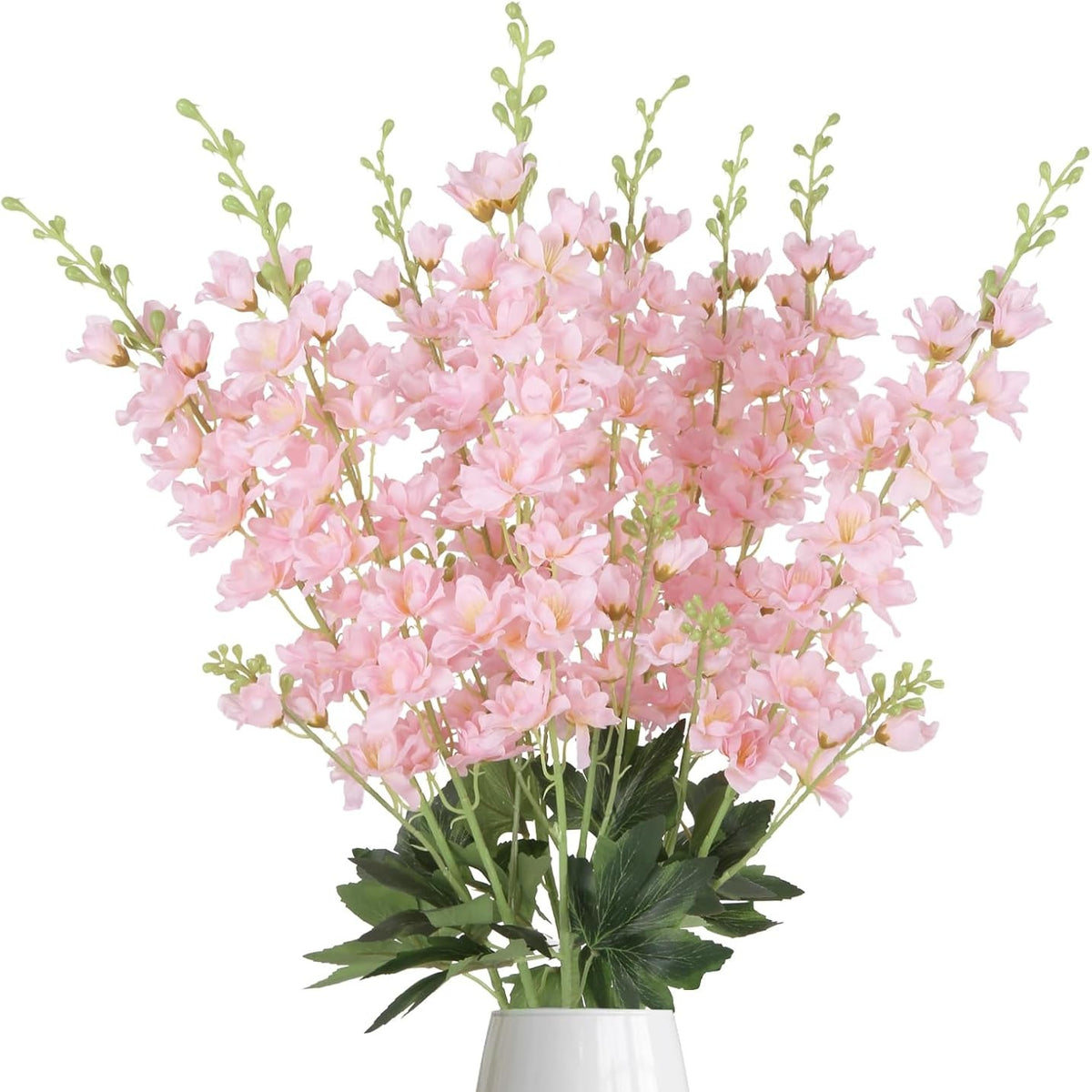 Faux Delphinium Larkspur Stems 8pcs 33.5 Inch Artificial Flowers for Wedding Table Centerpiece Bridal Bouquet Home Garden Vase Floral Arrangement Decor in Dusty Blue Pink Purple Orange
