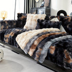 Faux Lamb Fluffy Sofa Cover Modern Gradient – Thick Plush Pet-Friendly Polyester Sofa Protector, Machine Washable 450-500g Fabric for Single, Double, Triple & Combination Sofas