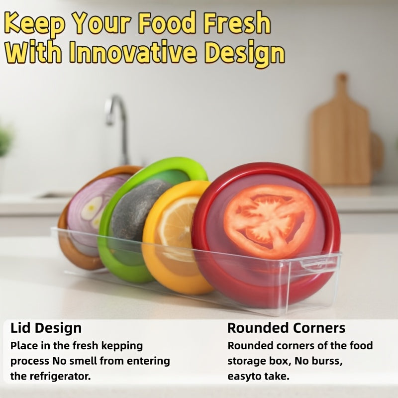 Silicone Fruit & Vegetable Fresh Keeper Set - Reusable Produce Saver Containers for Avocado, Onion, Tomato, Lemon, Garlic & Potato, Fridge Storage, 6 or 8 Piece Set
