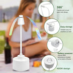 Food Guard Fly Repellent Fan 2-Pack Tabletop Holographic Blade Fly Fan with Ambient Light Battery Powered Foldable Portable for Picnic BBQ Party Camping Outdoor Indoor