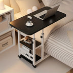 Rolling Laptop Desk Movable Adjustable Height 360 Degree Rotating Wheels Bedside Computer Desk for Bedroom Living Room Dormitory Multifunctional Student Writing Desk Multiple Colors