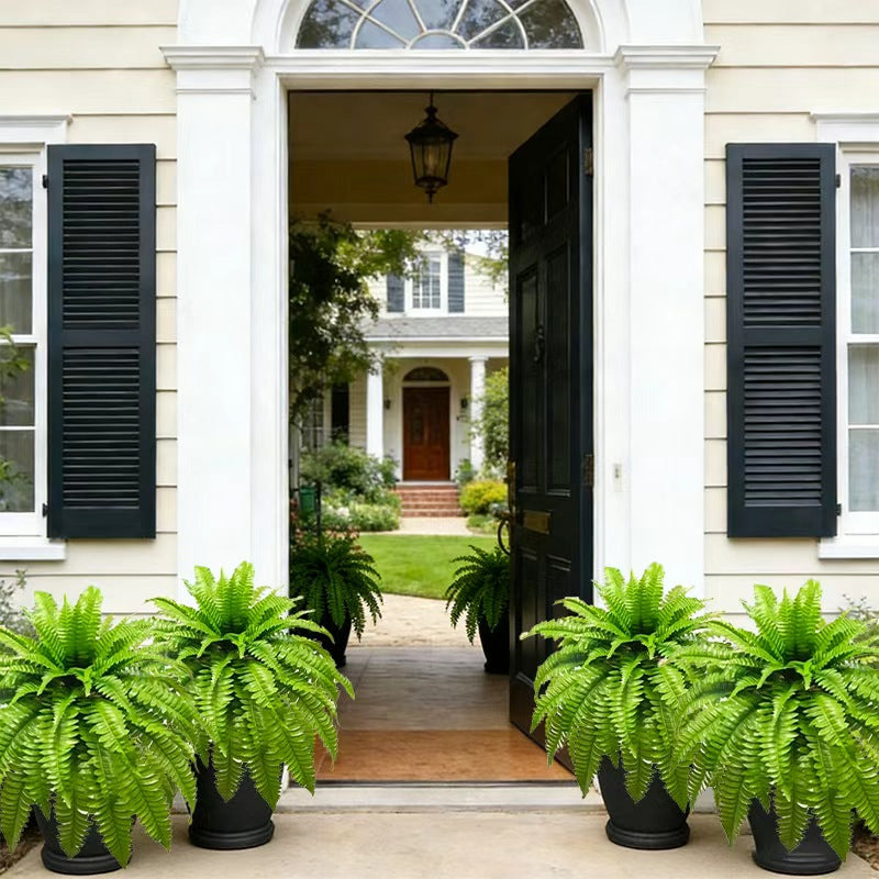 Artificial Boston Fern Plants 4 Pack Large Realistic Fake Hanging Ferns with Foliage Indoor Outdoor Plastic Fern No Maintenance for Home Patio Hotel Office Porch Decor Housewarming Gift No Container