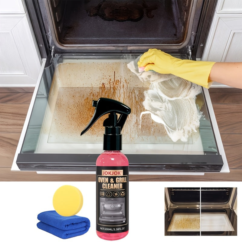 Oven & Stove Foam Cleaner Spray – Powerful Degreaser Removes Stubborn Grease & Baked-On Stains from Ovens, Grills, Stovetops & Metal Surfaces – Gentle Formula with Citric Acid, Kitchen Cleaning Essentials