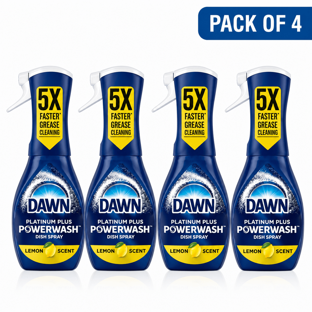 Dawn Powerwash Lemon Scent Dish Soap Spray 4 Pack 64 fl oz All-Purpose Kitchen Cleaner Powerful Grease Removal for Dishes Pots Pans Kitchen Surfaces Easy Refill
