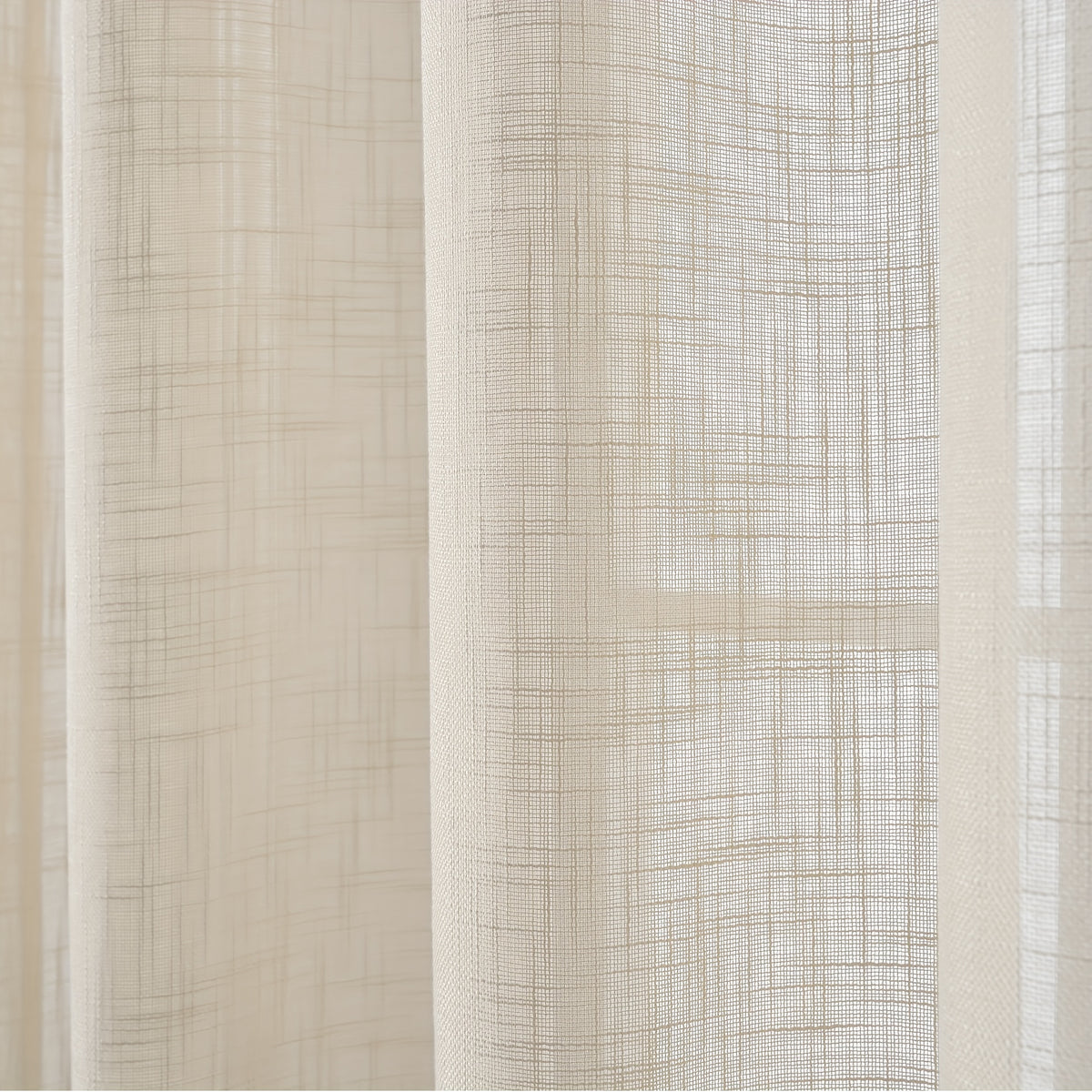 Linen Textured Semi-Sheer Grommet Curtains – Light Filtering Farmhouse Panels | Set of 2