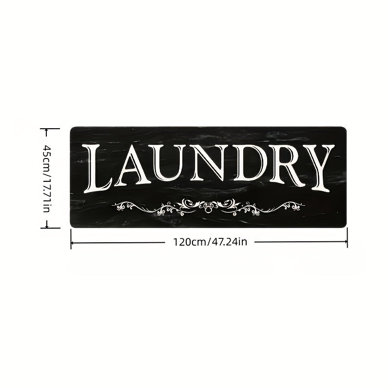 Non-Slip Runner Rug Washable Machine Wash Kitchen Mat Laundry Room | Front of Washer Dryer Bathroom Hallway Porch Floor Mat – White Blue Green Black Red, 45x120 & 45x150cm Easy Care
