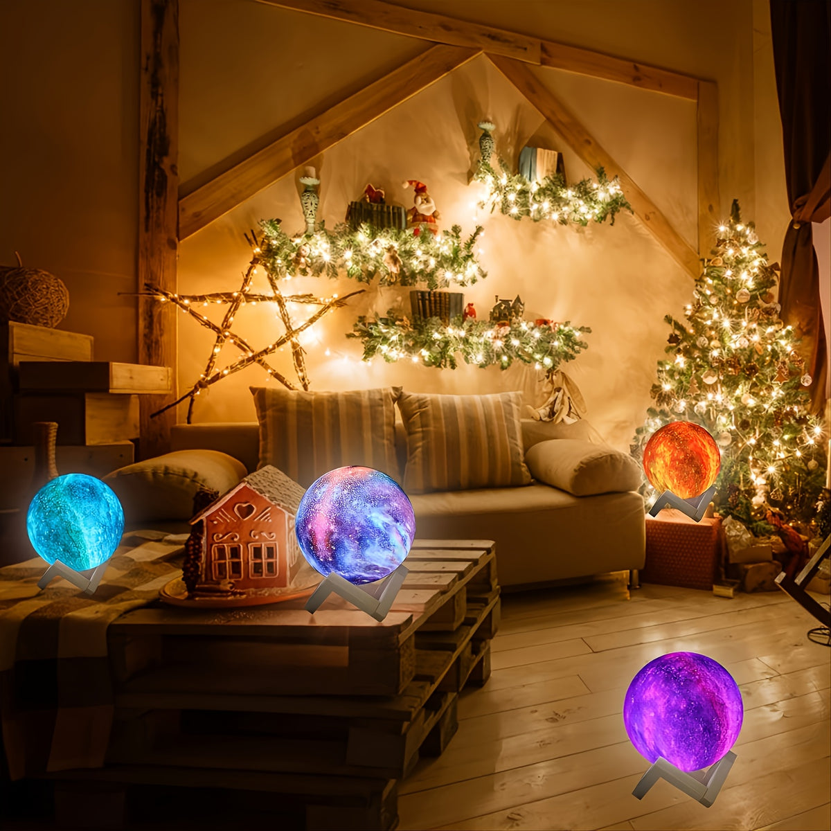 Moon Lamp 3D Galaxy Night Light 16 Colors 5.9 Inch with Wooden Stand & Remote Control USB - Color Changing LED Moon Globe Lamp, Perfect Birthday Gift for Women Men Couples Kids Room Home Decor