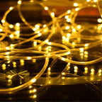 Solar String Lights Outdoor 36FT 100 LED with 8 Lighting Patterns, Waterproof Solar Powered Fairy Lights for Patio, Garden, Trail, Pool, RV, Aquarium, Christmas & Halloween Decoration, Multicolor Warm White