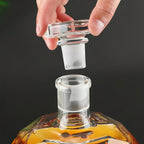 Diamond-Cut Whiskey Decanter Set with 2 Glasses & Wooden Rack – Creative Brick & Stone Pattern Liquor Holder for Bourbon, Scotch, Rum & Vodka | Unique Gift for Men