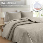 Luxury Quilted Bedspread Set 3 Piece Floral Coverlet with Pillow Shams Breathable Lightweight All Season - Twin Queen King California King 16 Colors